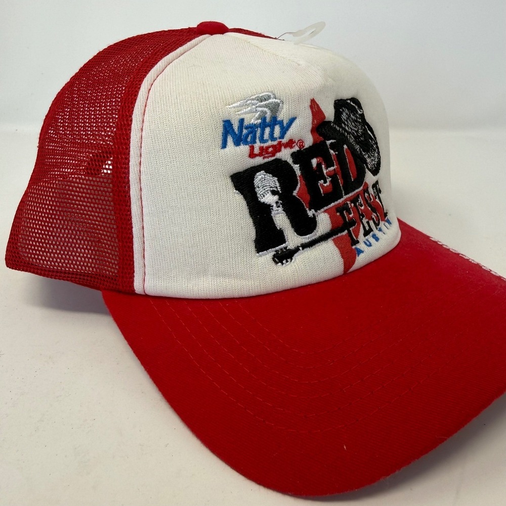 MainGate Natty Light RedFest Austin 2014 Trucker Hat Red White Snapback Cap Mens